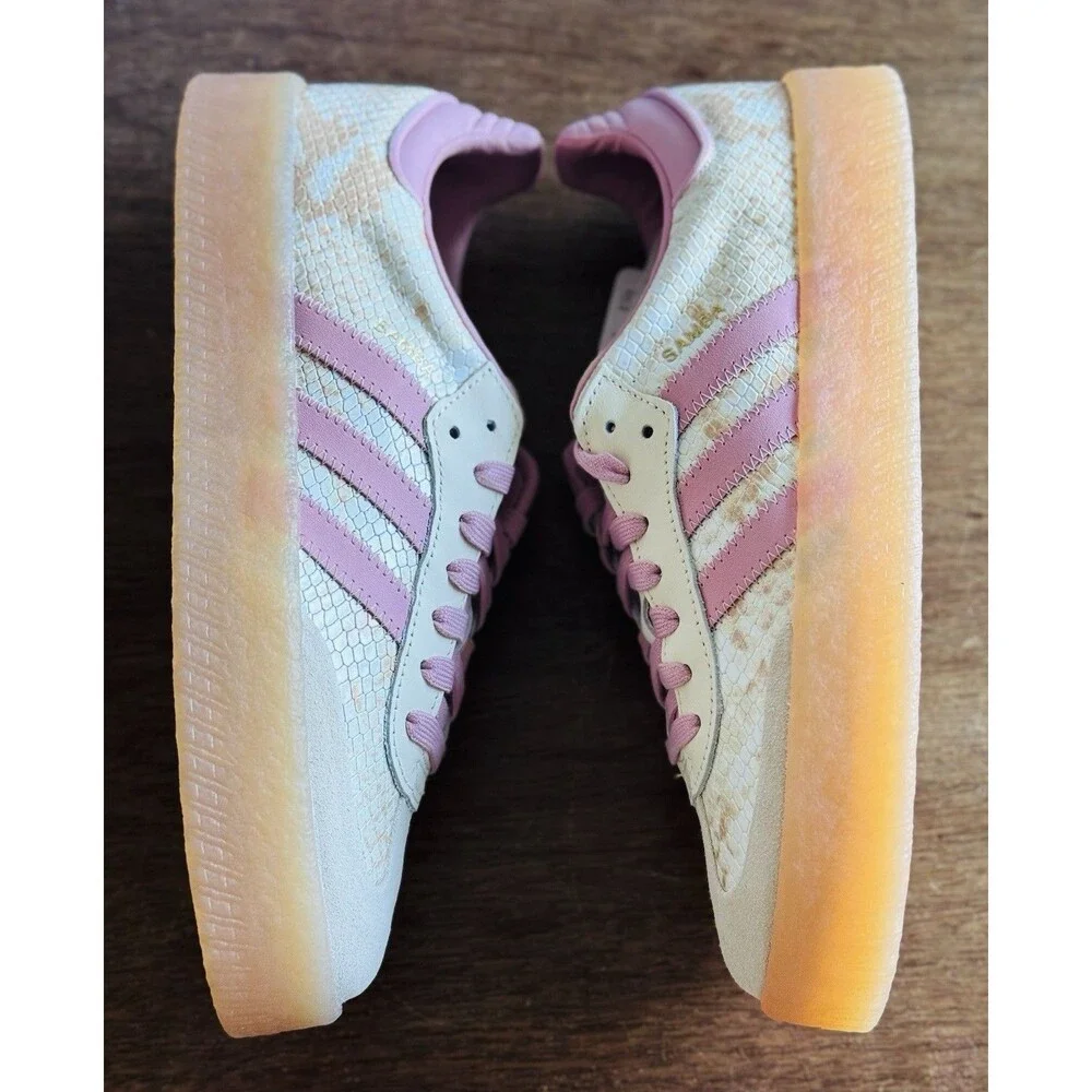 Women’s Size 9.5 adidas Sambae Snakeskin Cream White Wonder Mauve JR3803 NIB